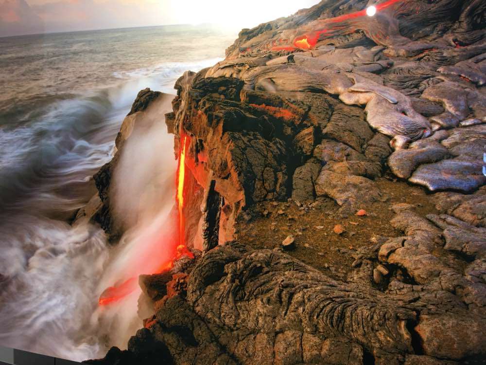 Kau, Kilauea Lava Meets Pacific