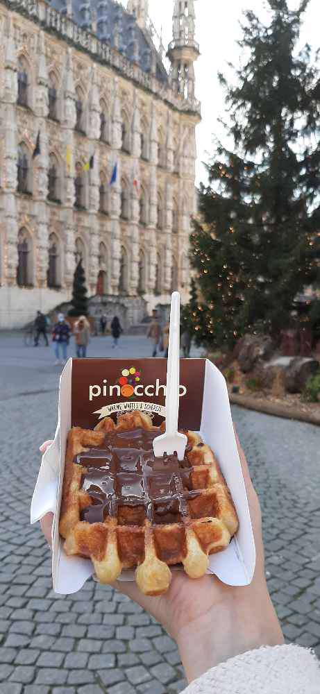 Leuven, Pinocchio Waffles and Ice Cream